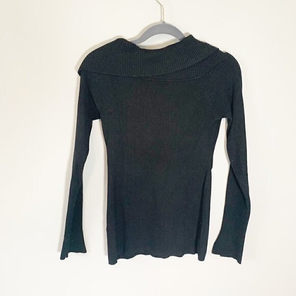White House Black Market black long sleeve fitted rib knit turtleneck sweater - Picture 4 of 9